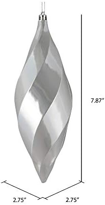 Vickerman 8 Inch Shiny Swirl Finial Ornament 6 Pack Silver