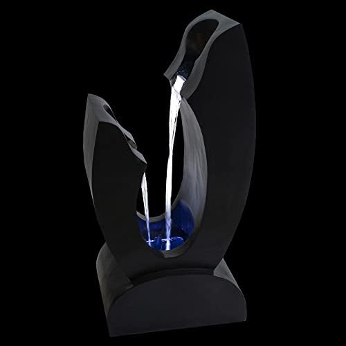 315 Inch Black Lighted Modern Outdoor Water Fountain