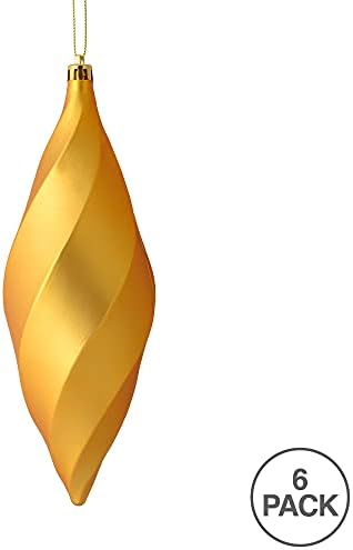 Vickerman 8 Matte Swirl Finial Ornament Honey Gold 6 Pack