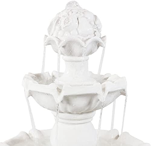 Sunnydaze 52-Inch 3-Tier Outdoor Water Fountain with Fruit Top - White