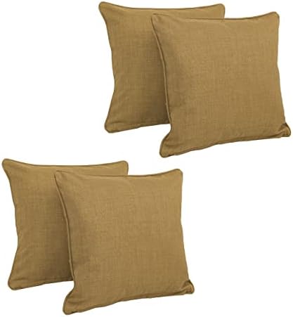 Blazing Needles Square Corded Throw Pillow 18 Wheat 4 Count