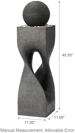 Glitzhome Modern Geometric Outdoor Water Fountain with LED Light
