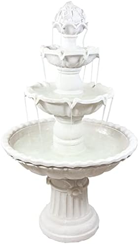 Sunnydaze 52-Inch 3-Tier Outdoor Water Fountain with Fruit Top - White