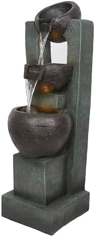 Alpine TZL400 34 Inch 3 Tier Fountain with LED Lights