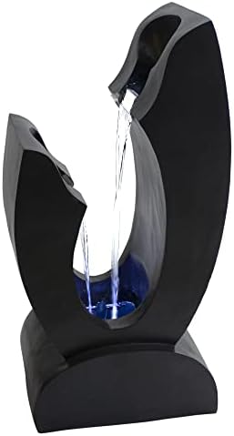 315 Inch Black Lighted Modern Outdoor Water Fountain