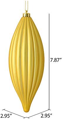 Vickerman 8 Inch Matte Line Finial Ornament Gold 4 Pack