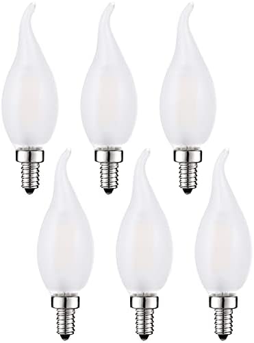Frosted LED Candelabra Bulbs 6 Pack 6W Dimmable 3000K Soft White