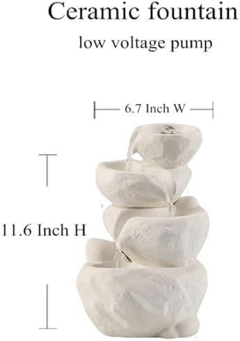 White Tabletop Fountain with Low Voltage Pump