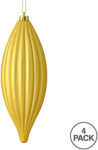 Vickerman 8 Inch Matte Line Finial Ornament Gold 4 Pack