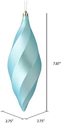Vickerman 8 Inch Matte Swirl Finial Ornament 6 Pack Baby Blue