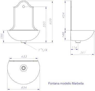 Wall Fountain Model Marbella Grey Cast Aluminum