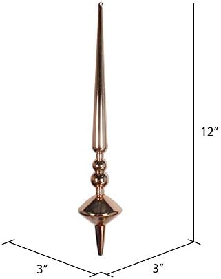 Vickerman 12 Inch Shiny Cupola Finial Ornament 3 Pack Rose Gold