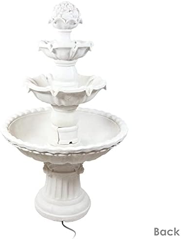Sunnydaze 52-Inch 3-Tier Outdoor Water Fountain with Fruit Top - White