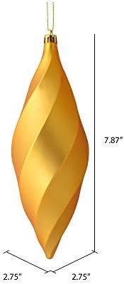 Vickerman 8 Matte Swirl Finial Ornament Honey Gold 6 Pack
