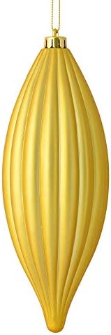 Vickerman 8 Inch Matte Line Finial Ornament Gold 4 Pack