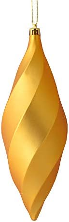 Vickerman 8 Matte Swirl Finial Ornament Honey Gold 6 Pack