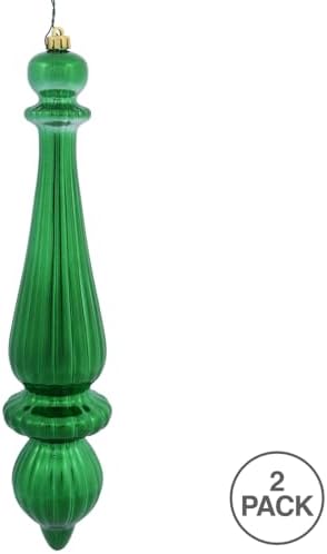 Vickerman 14 Inch Shiny Finial Drop Ornament 2 Pack