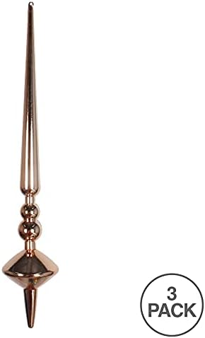 Vickerman 12 Inch Shiny Cupola Finial Ornament 3 Pack Rose Gold