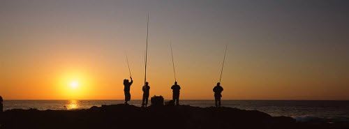 Peel Stick Wall Murals Silhouette of Fishermen in River Sunset