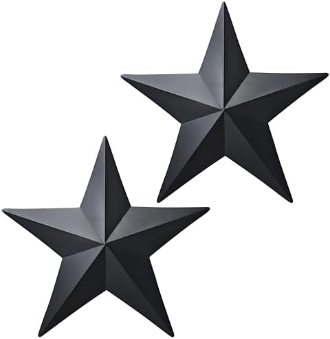 155 Inch Black Barn Star Wall Decor Set of 2