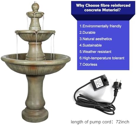 SunJet 515 High 3-Tier Concrete Water Fountain