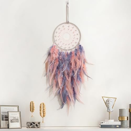 Dream Catcher Wall Decor with Fluffy Feathers and Beads