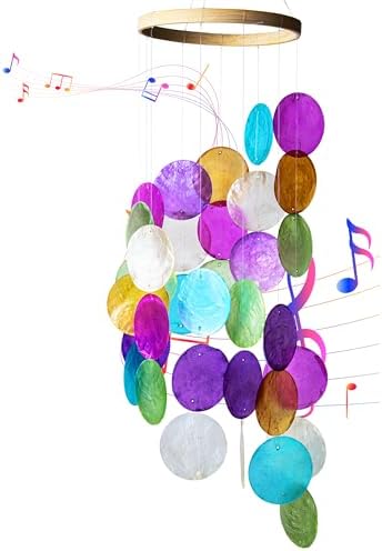 Rainbow Capiz Shell Wind Chime Decor