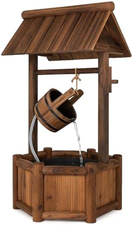 Tangkula 46 Inch Freestanding Wood Water Fountain