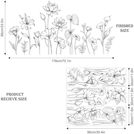 Supzone Large Black and White Flower Wall Decals