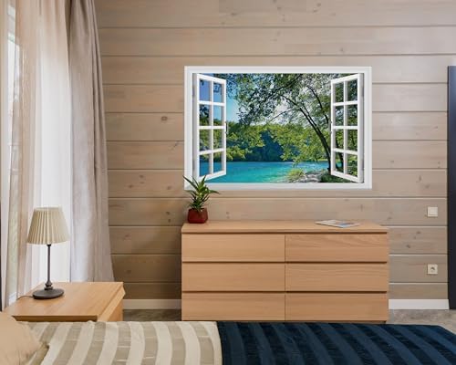 FLFK Fake Window Wall Mural Lakes in The Jungle