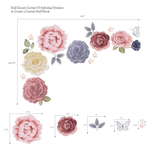 Lambs Ivy Secret Garden Wall Decals with Pink Flowers and Butterflies