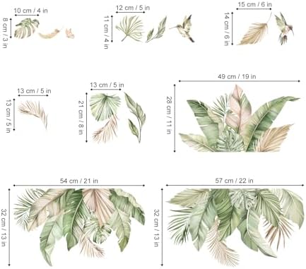 Decalmile Boho Tropical Leaf Wall Decals