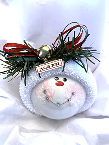 Personalized Braces Christmas Glass Jingle Bell Ornament