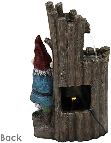 Sunnydaze 17-Inch Resting Gnome Water Fountain with LED Light