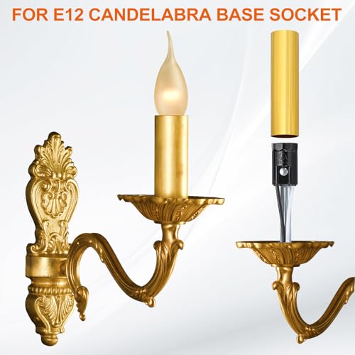 PATIKIL 5 Inch Candle Covers Sleeves Metal E12 Socket Chrome
