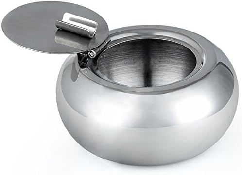 Stainless Steel Cigarette Ashtray with Lid Silver