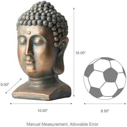 Glitzhome 16 H Faux Bronze Buddha Head Garden Statue