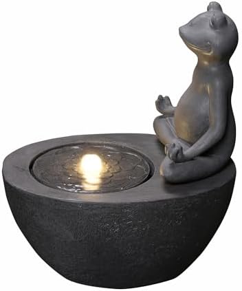 Meditating Frog Fountain with LED Lights