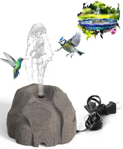 Realistic Granite Rock Bird Bath Fountain with Adjustable Flow