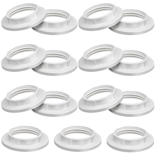 15Pcs White Lamp Shade Collar Rings E14 Candelabra Base Replacement Parts