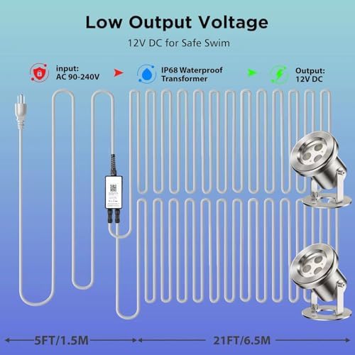 LED Pond Lights 12W RGB Dimmable Underwater Light