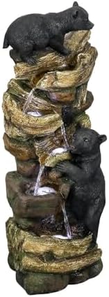 393 Inch 5 Tier Resin Fountain with LED Lights for Garden Patio