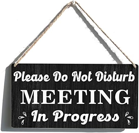 Qious Meeting Sign Wooden Hanging Plaque 12x6 Inches