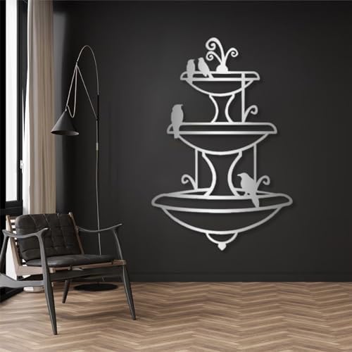 Metal Wall Art Fountain with Birdbath Outdoor Decor