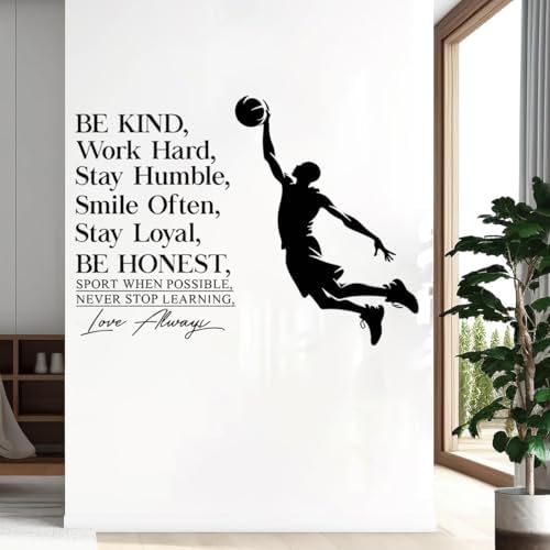 Basketball Player Motivational Wall Decals Peel and Stick Decor