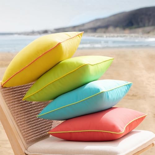 Phantoscope 2-Pack Waterproof Throw Pillow Covers with Contrast Piping