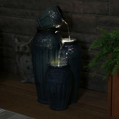 Sunnydaze Tour de Vase 27-Inch Ceramic Fountain with LED Lights