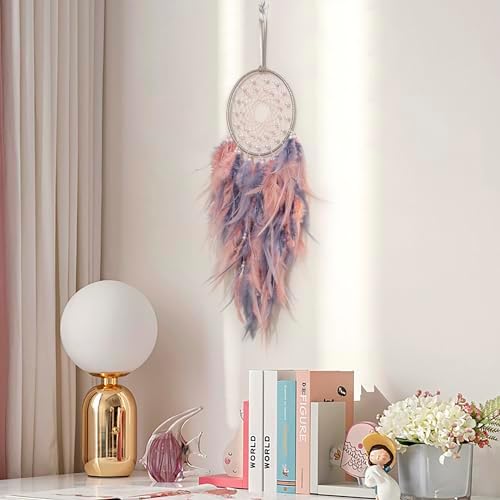 Dream Catcher Wall Decor with Fluffy Feathers and Beads