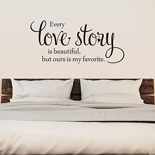 Cartoons Wall Decor Décor Decals, Stickers & Vinyl Art Mua Every Love Story Is Beautiful But Ours Is My Favorite - Carved Pure Black Vinyl Wall Decal Art Letters Quotes Heart Shape - Foto 2