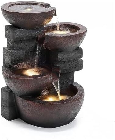 Jeco Zen Tiered Pots Fountain with LED Light